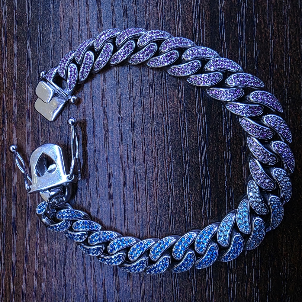 Silver and Blue Chain Bracelet